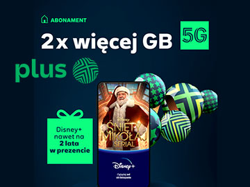 2x więcej GB, Disney+ na 2 lata i smartfon za 1 zł na święta w Plusie