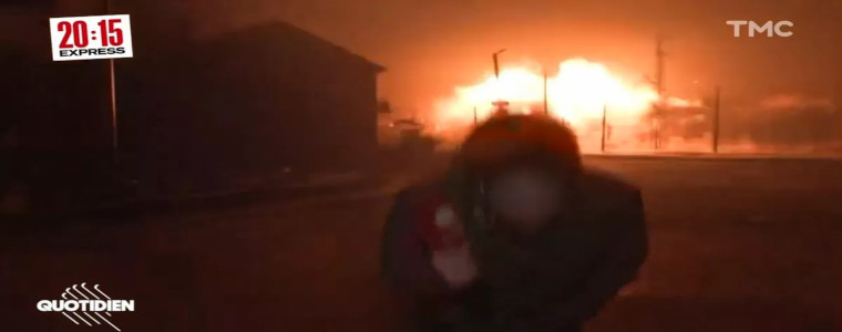Eksplozja w miejscowości Reszetyliwka na Ukrainie w momencie przekazania relacji przez reportera TMC dla programu Quotidien
