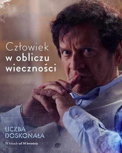 Andrzej Seweryn na plakacie promującym kinową emisję filmu „Liczba doskonała”, foto: TVP