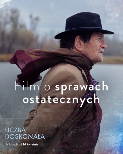 Andrzej Seweryn na plakacie promującym kinową emisję filmu „Liczba doskonała”, foto: TVP