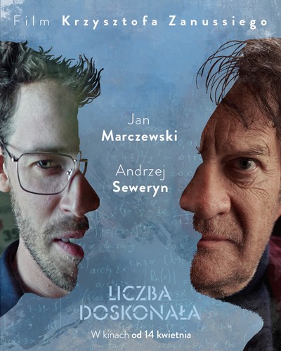 Jan Marczewski i Andrzej Seweryn na plakacie promującym kinową emisję filmu „Liczba doskonała”, foto: TVP