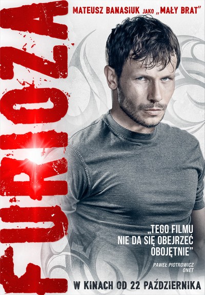 Mateusz Banasiuk na plakacie promującym kinową emisję filmu „Furioza”, foto: Kino Świat