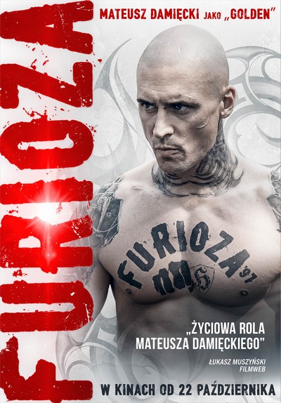 Mateusz Damięcki na plakacie promującym kinową emisję filmu „Furioza”, foto: Kino Świat