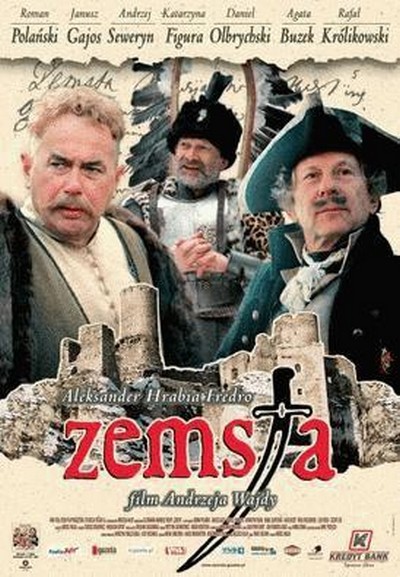Janusz Gajos, Andrzej Seweryn i Roman Polański na plakacie promującym kinową emisję filmu „Zemsta”, foto: Vision Film Distribution