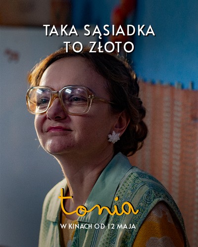 Izabela Dąbrowska na plakacie promującym kinową emisję filmu „Tonia”, foto: TVP