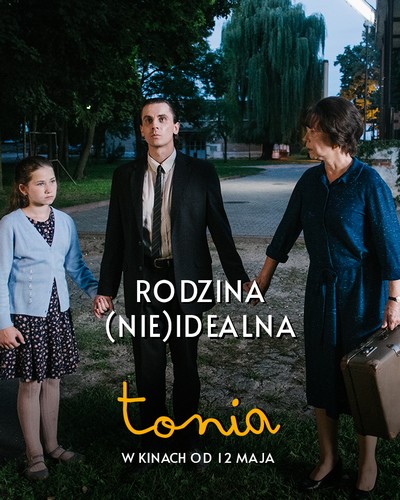 Marianna Ame, Adam Bobik i Małgorzata Zajączkowska na plakacie promującym kinową emisję filmu „Tonia”, foto: TVP