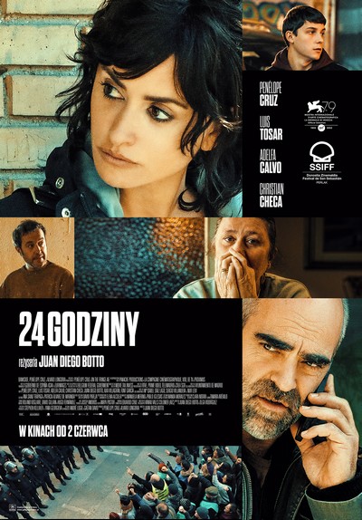 Penélope Cruz, Christian Checa, Font García, Adelfa Calvo i Luis Tosar na plakacie promującym kinową emisję filmu „24 godziny”, foto: Galapagos Films