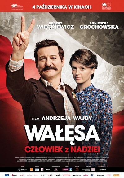Robert Więckiewicz, Maryja i Agnieszka Grochowska na plakacie promującym kinową emisję filmu „Wałęsa. Człowiek z nadziei”, foto: Akson Studio/TVP/Orange Polska/Canal+ Polska