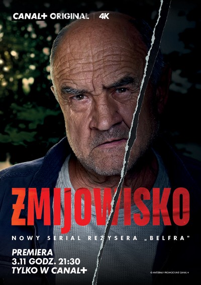 Joachim Lamża na plakacie promującym emisję serialu „Żmijowisko”, foto: Canal+ Polska