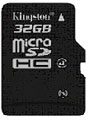 Kingston microSDHC Card o pojemności 32 GB