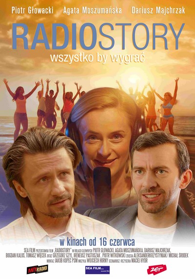 Dariusz Majchrzak, Agata Moszumańska i Piotr Głowacki na plakacie promującym kinową emisję filmu „Radiostory”, foto: Sea Film