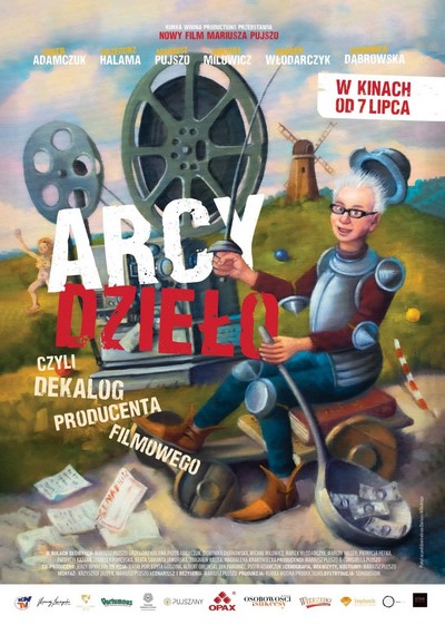 Mariusz Pujszo na plakacie promującym kinową emisję filmu „Arcydzieło czyli dekalog producenta filmowego”, foto: Sonovision