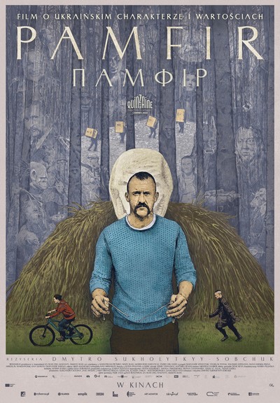 Oleksandr Yatsentyuk (w środku) na plakacie promującym kinową emisję filmu „Pamfir”, foto: Gutek Film