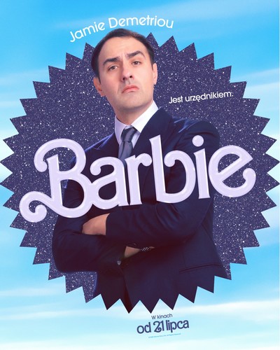 Jamie Demetriou na plakacie promującym kinową emisję filmu „Barbie”, foto: Warner Bros. Discovery