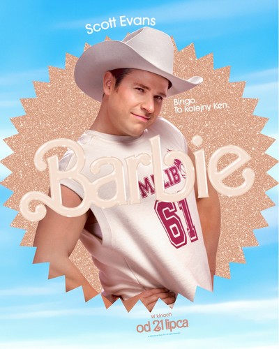 Scott Evans na plakacie promującym kinową emisję filmu „Barbie”, foto: Warner Bros. Discovery