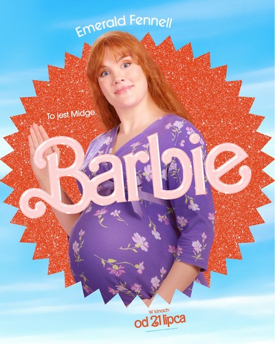 Emerald Fennell na plakacie promującym kinową emisję filmu „Barbie”, foto: Warner Bros. Discovery