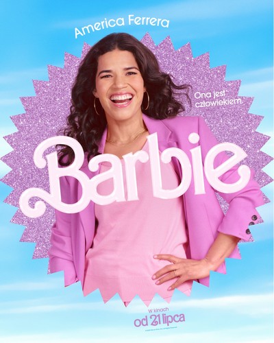 America Ferrera na plakacie promującym kinową emisję filmu „Barbie”, foto: Warner Bros. Discovery