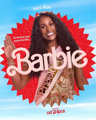 Issa Rae na plakacie promującym kinową emisję filmu „Barbie”, foto: Warner Bros. Discovery