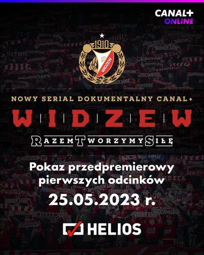 Kibice na plakacie promującym kinową emisję serialu „Widzew. Razem Tworzymy Siłę”, foto: Canal+ Polska