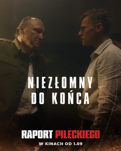 Mariusz Jakus i Przemysław Wyszyński na plakacie promującym kinową emisję filmu „Raport Pileckiego”, foto: TVP