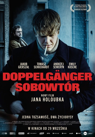 Tomasz Schuchardt i Jakub Gierszał na plakacie promującym kinową emisję filmu „Doppelgänger. Sobowtór”, foto: Agora