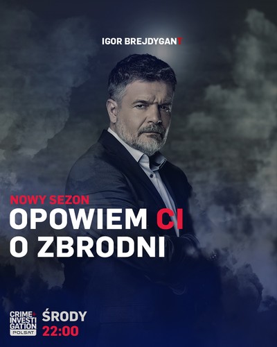 Igor Brejdygant na plakacie promującym emisję programu „Opowiem ci o zbrodni”, foto: A+E Networks