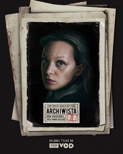 Anna Kraszewska na plakacie promującym emisję serialu „Archiwista”, foto: TVP