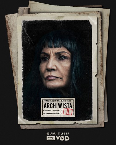 Małgorzata Pieczyńska na plakacie promującym emisję serialu „Archiwista”, foto: TVP