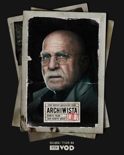 Henryk Talar na plakacie promującym emisję serialu „Archiwista”, foto: TVP