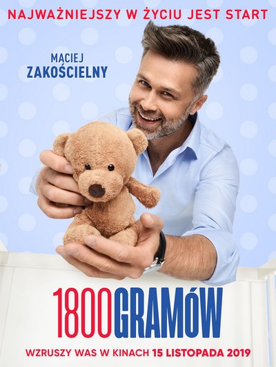 Maciej Zakościelny na plakacie promującym kinową emisję filmu „1800 gramów”, foto: Kino Świat