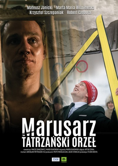 Mateusz Janicki na plakacie promującym emisję filmu „Marusarz - Tatrzański Orzeł”, foto: Studio Besta/TVP