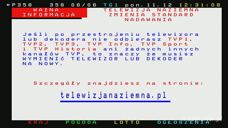 Kampania informacyjna w Telegazecie TVP