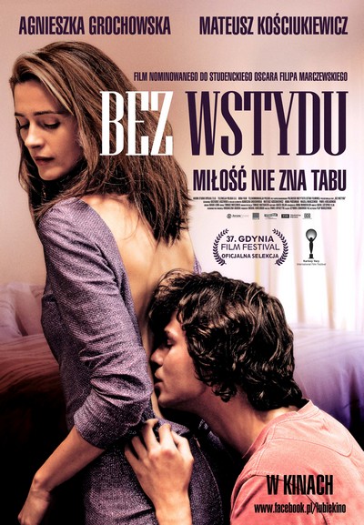 Agnieszka Grochowska i Mateusz Kościukiewicz na plakacie promującym kinową emisję filmu „Bez wstydu”, foto: Kino Świat