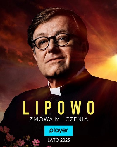 Olaf Lubaszenko na plakacie promującym emisję serialu „Lipowo. Zmowa milczenia”, foto: TVN Warner Bros. Discovery