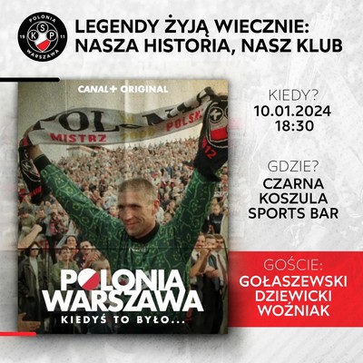 Maciej Szczęsny na plakacie promującym kinową emisję serialu „Polonia Warszawa. Kiedyś to było...”, foto: Polonia Warszawa