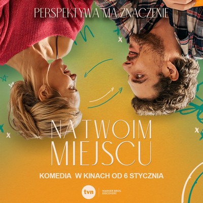 Paulina Gałązka i Miron Jagniewski na plakacie promującym kinową emisję filmu „Na twoim miejscu”, foto: TVN Warner Bros. Discovery