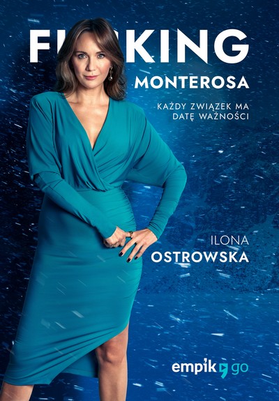 Ilona Ostrowska na plakacie promującym emisję serialu audio „Fucking Monterosa” („Fucking Bornholm”), foto: Grupa Empik