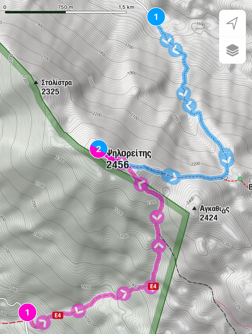 Dwa najpopularniejsze szlaki na Timios Stavros w górach Psiloritis, źródło: Bergfex