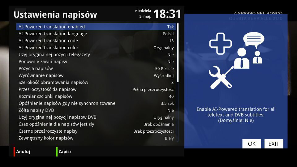 Zrzut ekranowy przedstawiający menu zrobiony przez użytkownika lokopoko z forum SAT-4-ALL