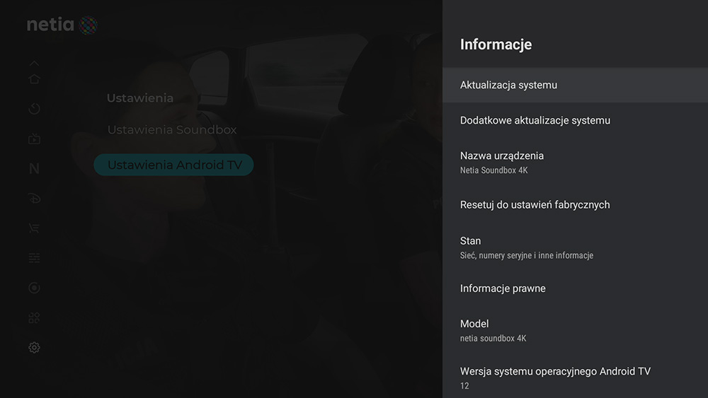 Netia Soundbox 4K - menu Informacji