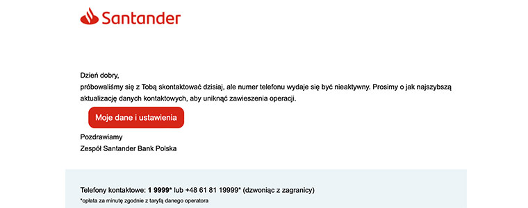 falszywa wiadomosc Santander bank fot Cyberescue-760px