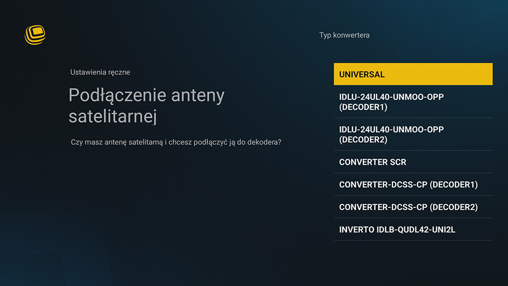 Polsat Soundbox 4K - wybór typu konwertera 