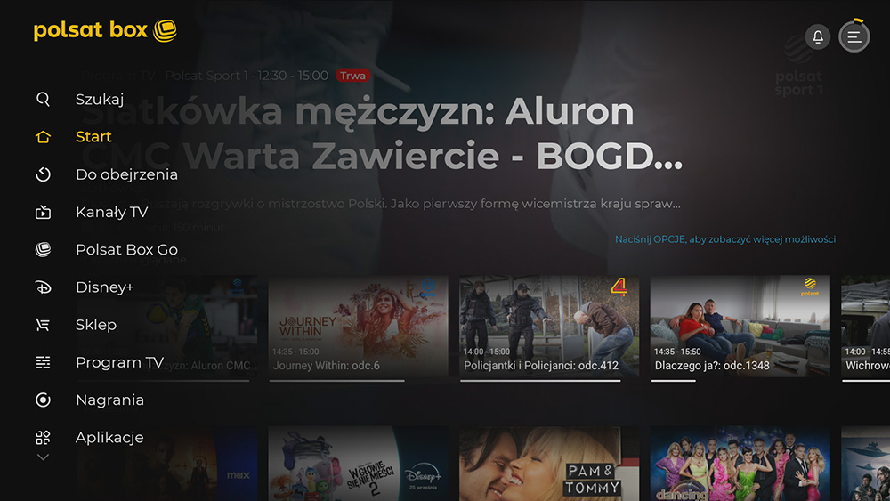 Polsat Soundbox 4K - menu główne