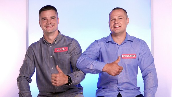 Błażej Dźwigała i Krzysztof Pazurkiewicz w programie „Postaw na milion”, foto: Endemol Shine Group