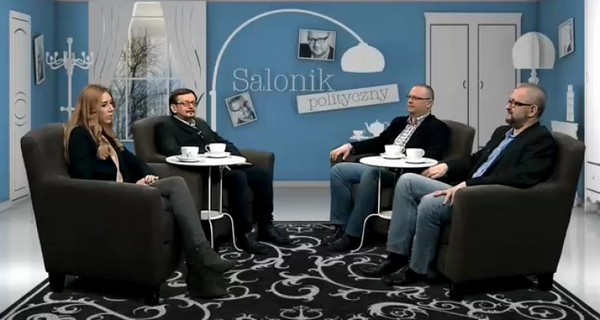 Kamila Baranowska, Stanisław Janecki, Łukasz Warzecha i Rafał Ziemkiewicz w programie „Salonik polityczny”, foto: Telewizja Republika