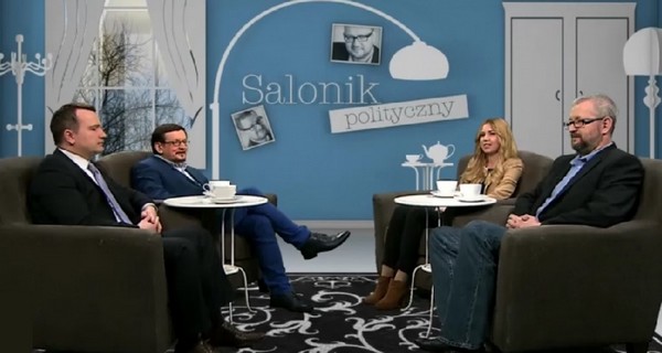 Andrzej Stankiewicz, Stanisław Janecki, Kamila Baranowska i Rafał Ziemkiewicz w programie „Salonik polityczny”, foto: Telewizja Republika