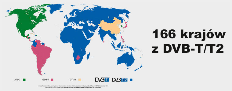166 krajów DVB-T DVB-T2