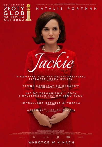 Natalie Portman na plakacie promującym kinową emisję filmu „Jackie”, foto: Kino Świat