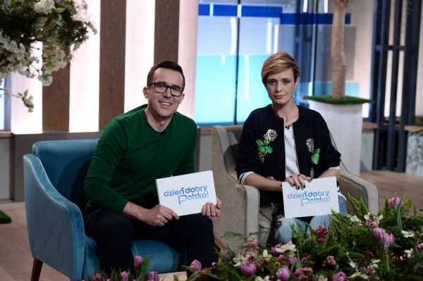 Maciej Kurzajewski i Paulina Chylewska w programie TVP1 „Dzień dobry, Polsko!”, foto: Jan Bogacz/TVP