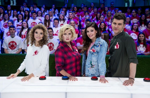 Maja Bohosiewicz, Ewa Kasprzyk, Klaudia Halejcio i Tomasz Kammel w programie „Kocham cię, Polsko!”, foto: Jan Bogacz/TVP